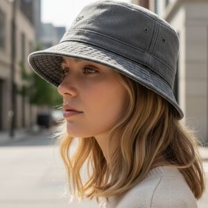 Tna Aritzia Grey Denim Bucket Hat - Size M/L (Fits Small / 21" Circumference)